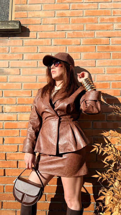 Giacca corsetto ecopelle martellata avvitata Haveone