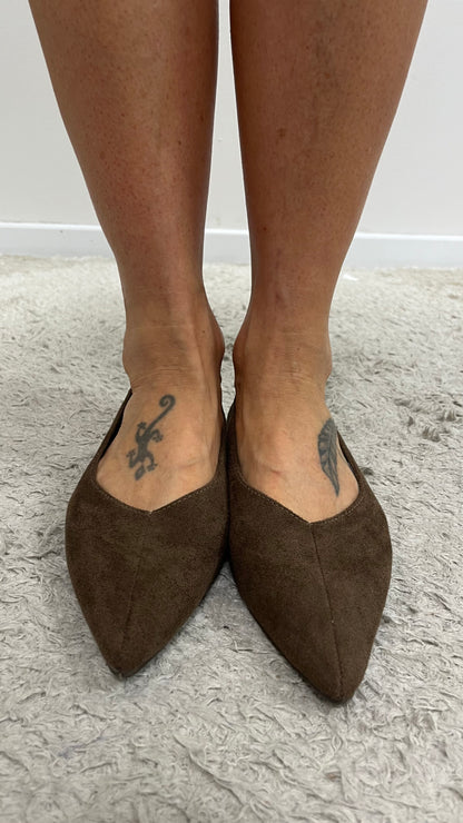Ballerine eco camoscio moro punta Memoire