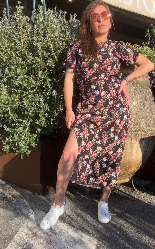 Susy mix abito fiori nero