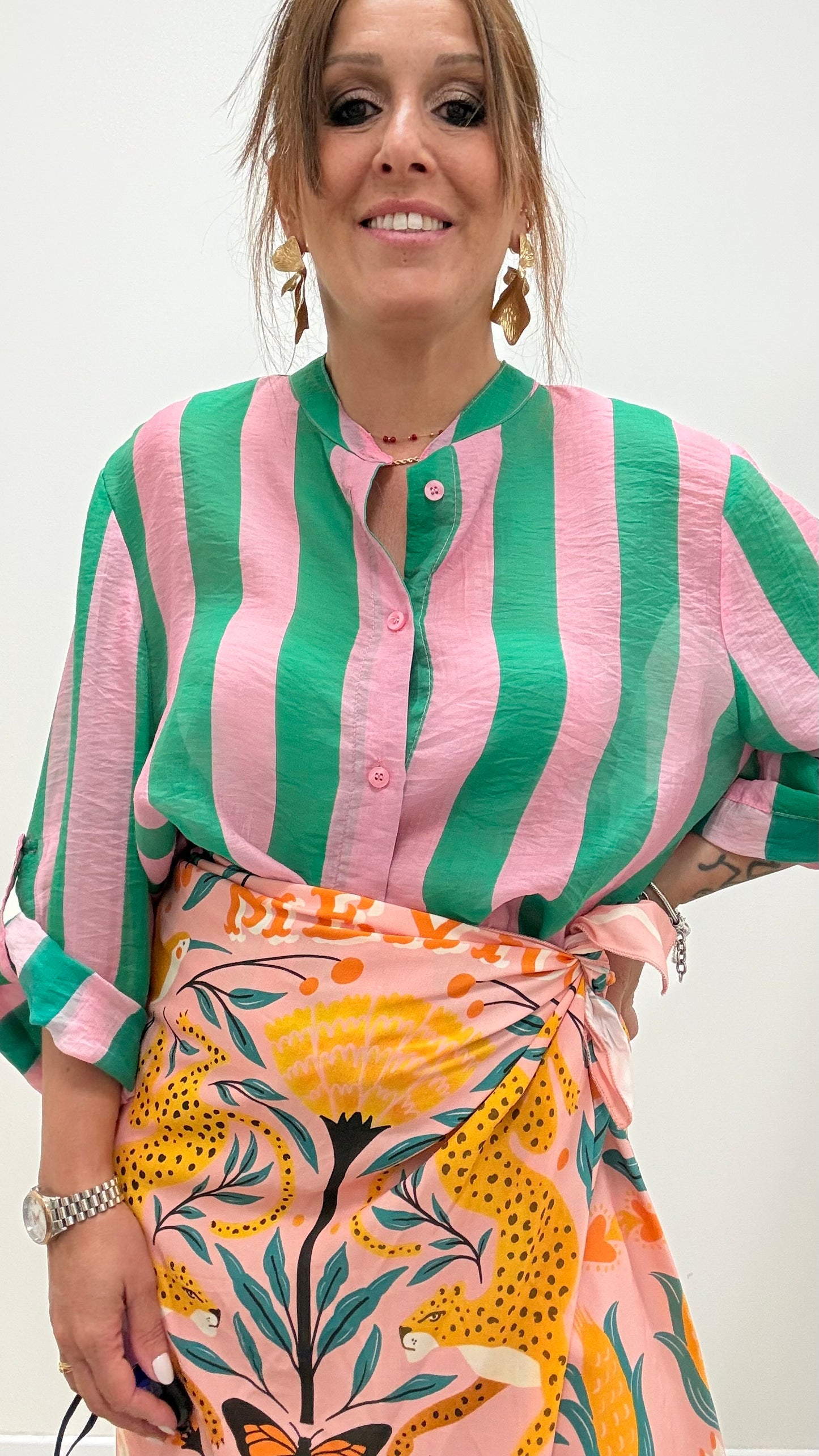 Camicia Riga verde e rosa HaveOne Art.CVS-Q422