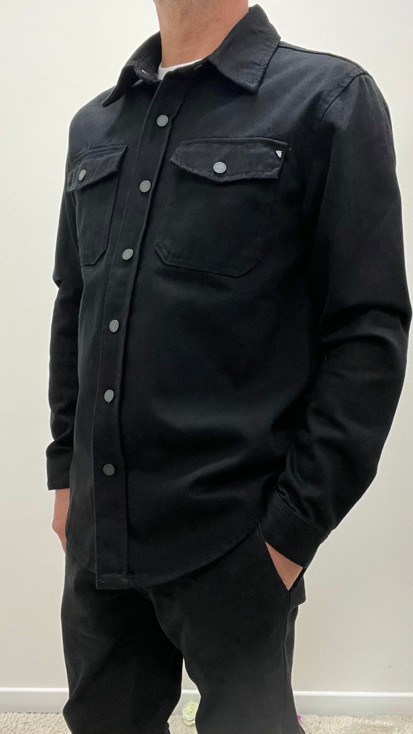 Giacca Camicia in Jeans Nera Gianni Lupo