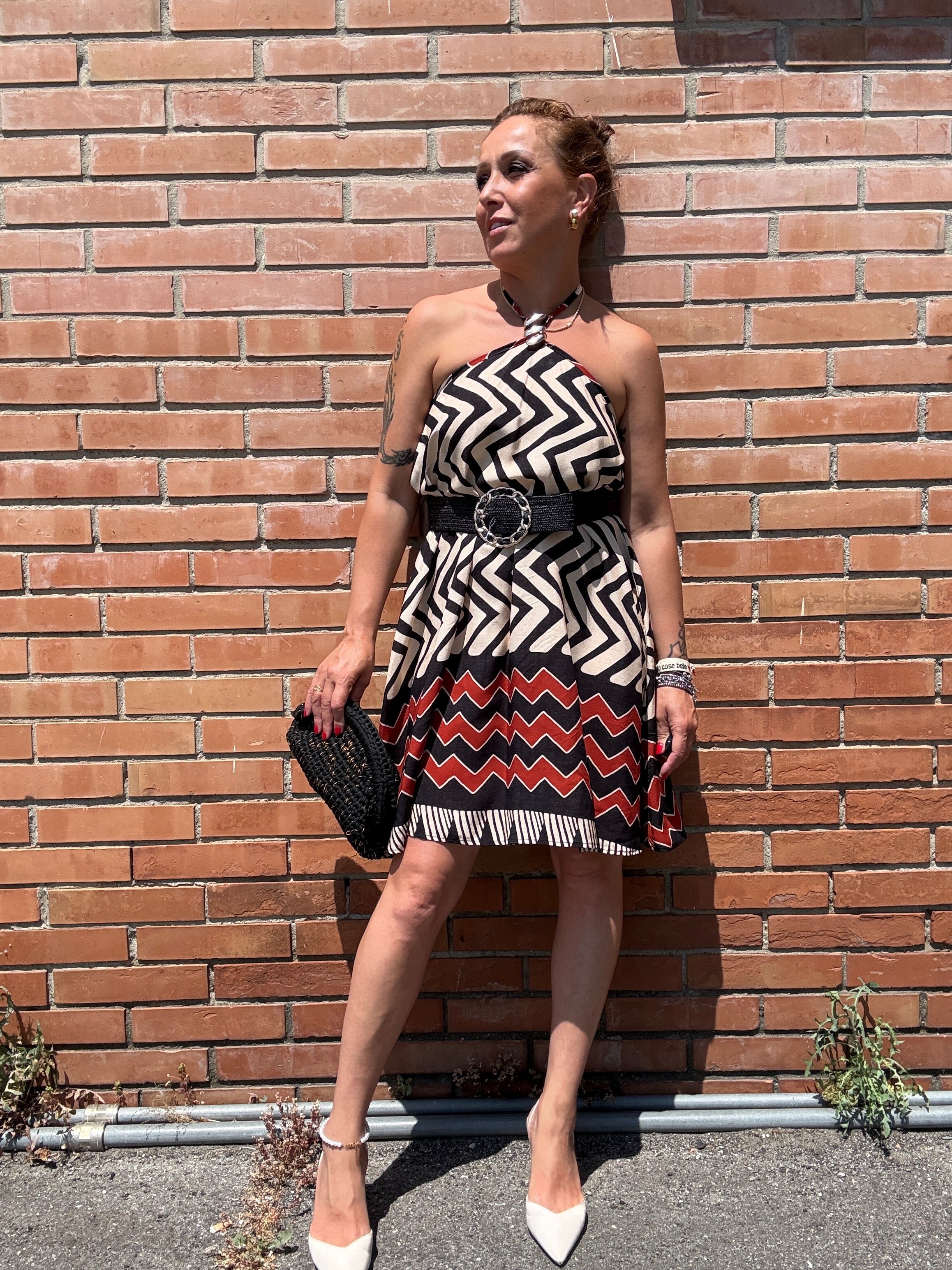 Abito fascia fantasia etnica con gioiello Haveone