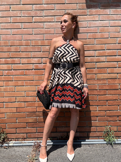 Abito fascia fantasia etnica con gioiello Haveone