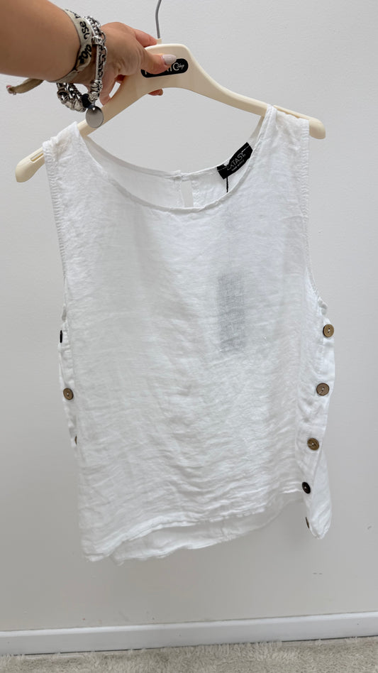 Canotta 100% lino Extasy bianco