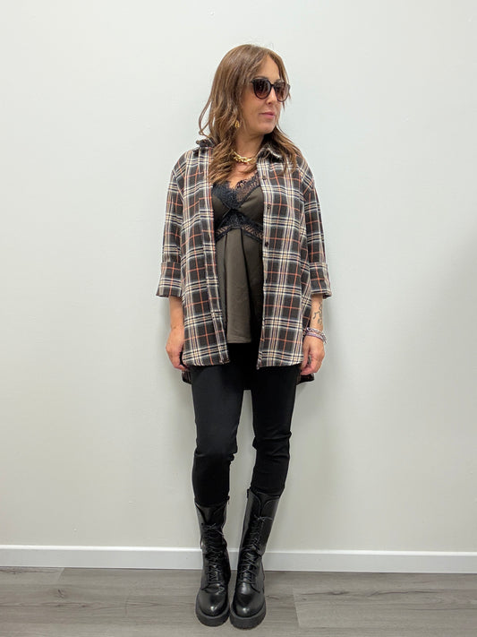 Camicia flanella moro/arancio Haveone