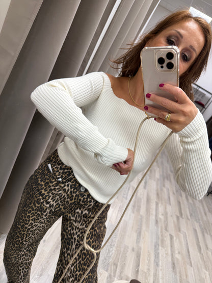 Maglia scollo shiffer Susy Mix Burro