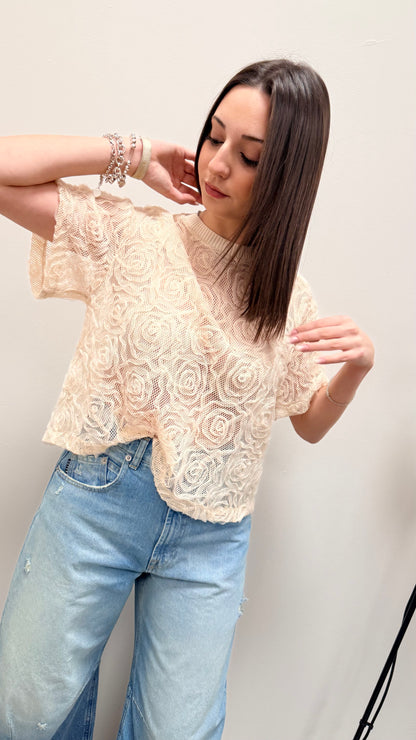 T-shirt ricami pizzo e Lurex Haveone