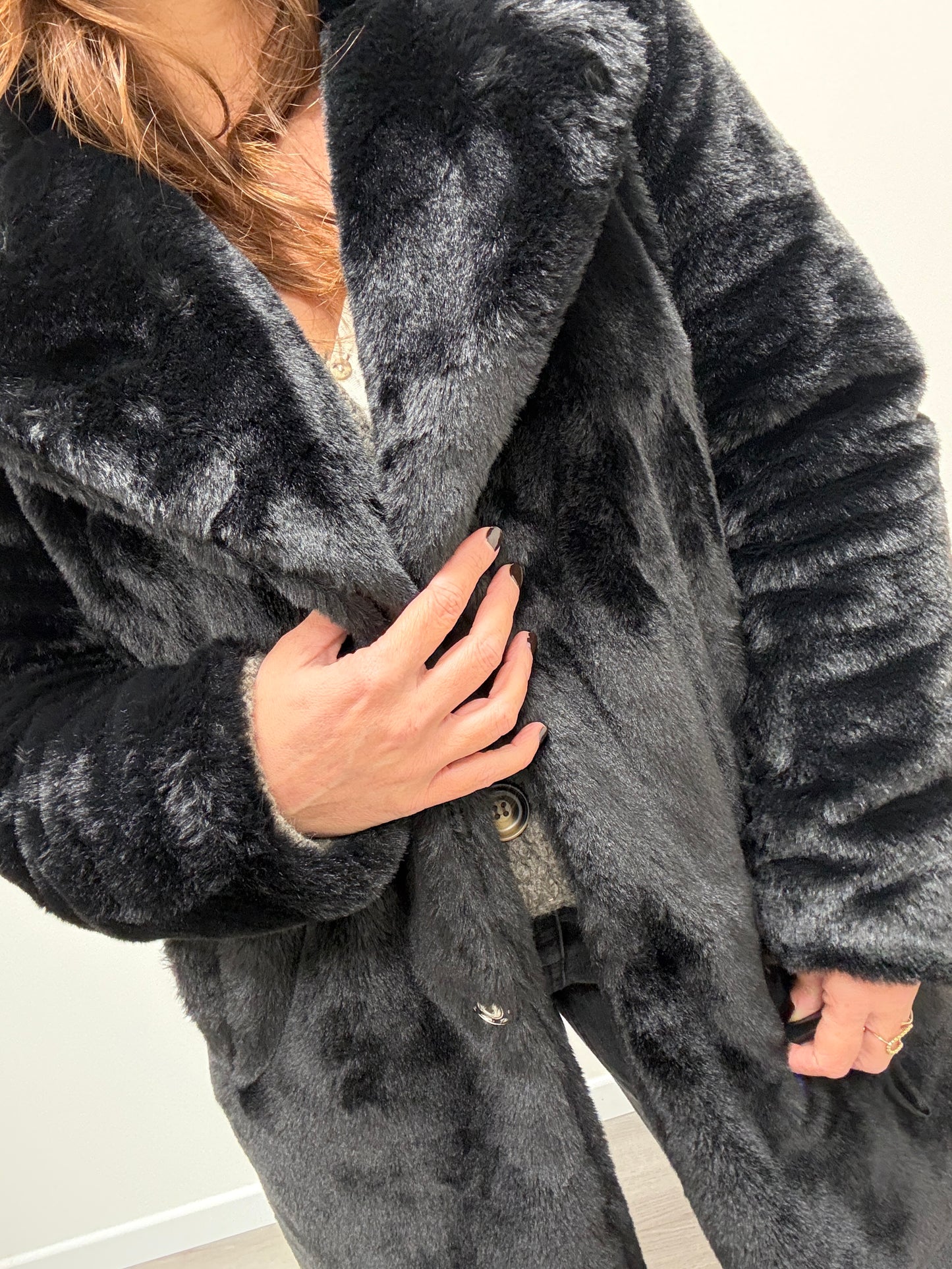 Pelliccia eco nero midi Haveone