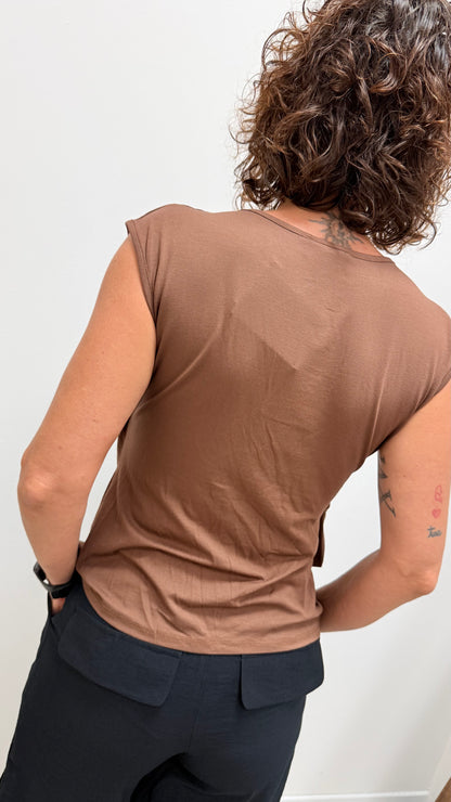 Blusa incrocio con nodo Extasy moro