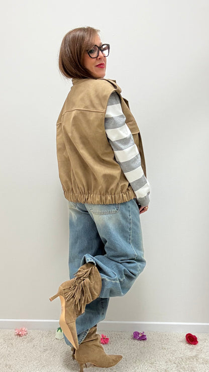 Stivali con frange tortora