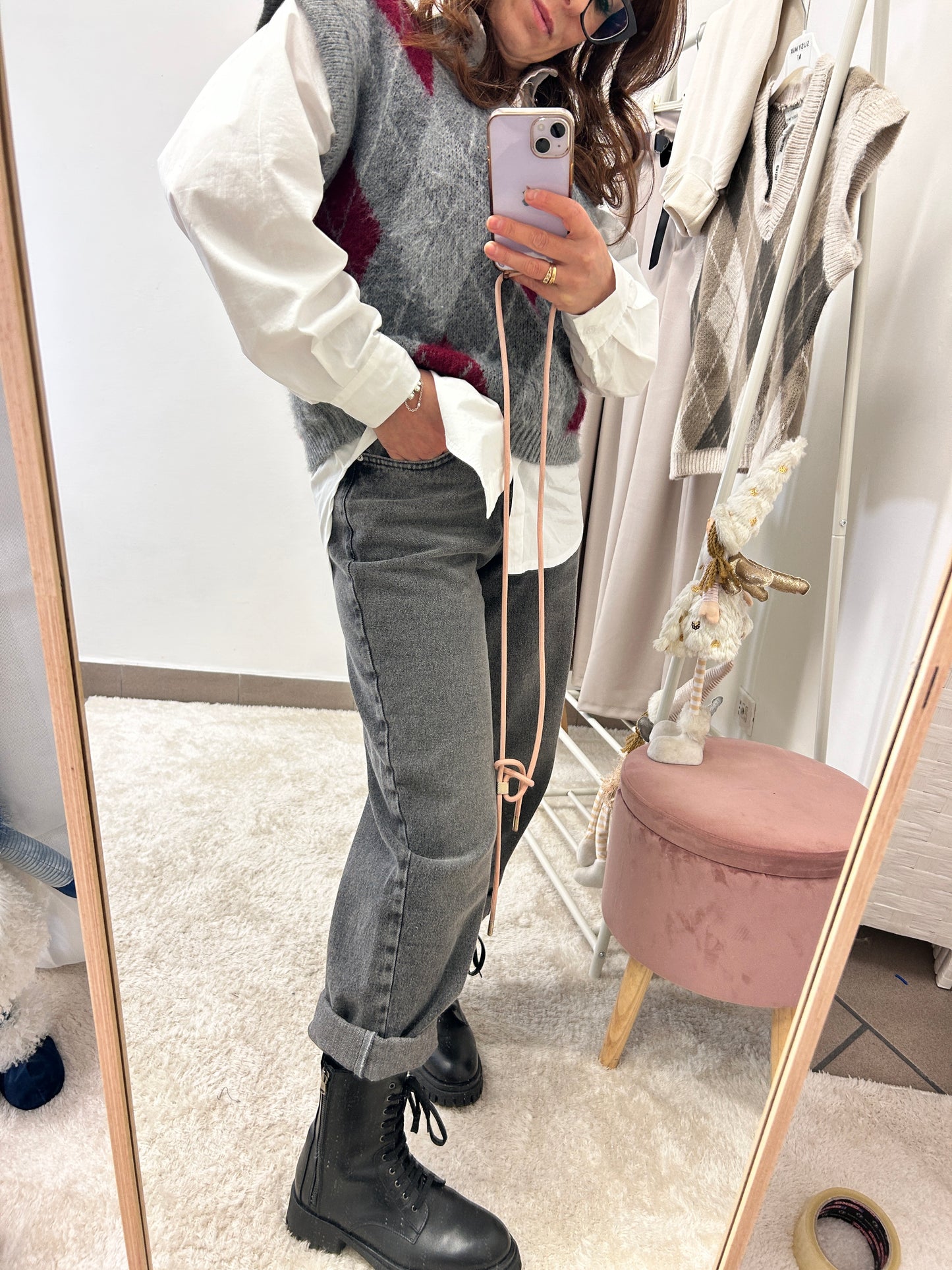 Denim Louis Mom fit grigio