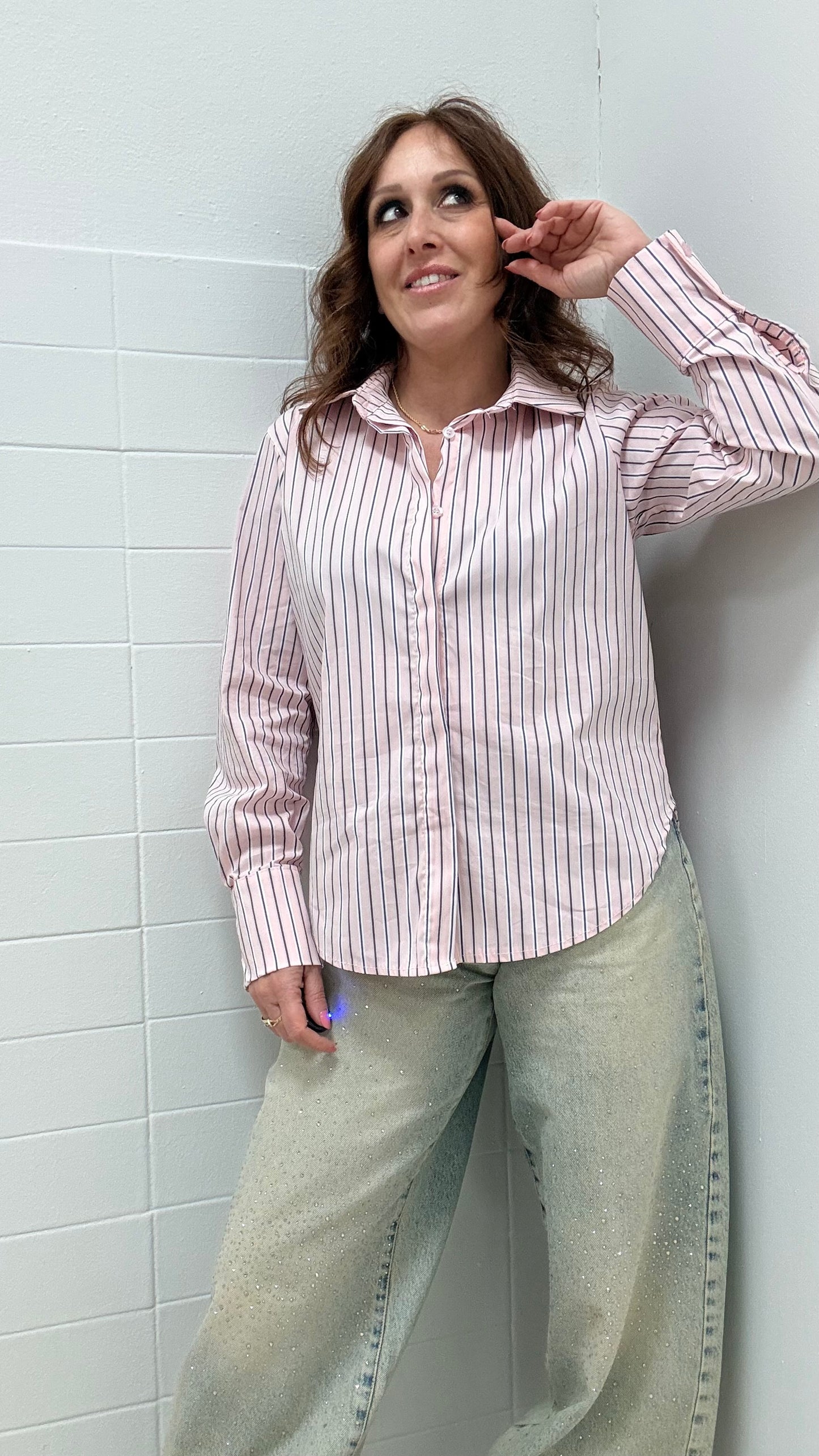 Camicia righe rosa Memoire