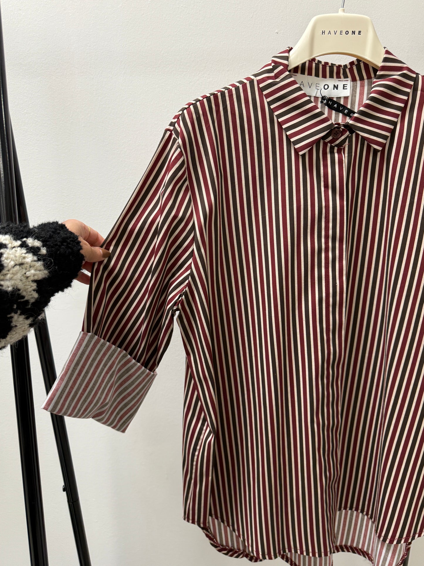 Camicia righe moro e vino Haveone