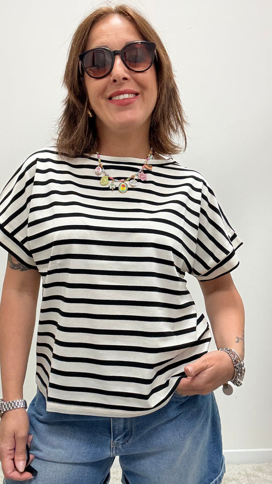 T-shirt scatolina righe Susy Mix nero