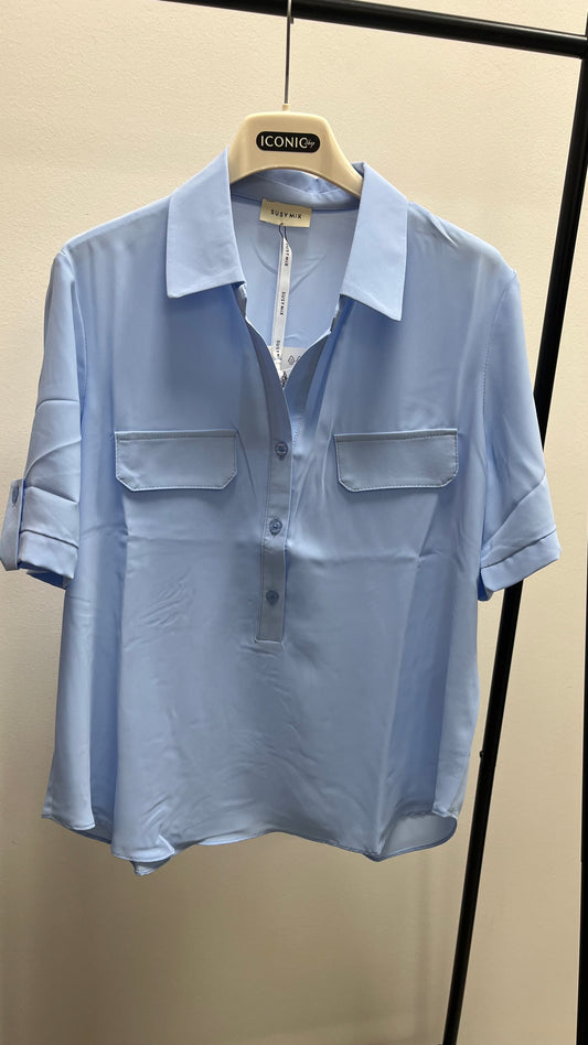 Camicia in Tessuto Fluido Azzurra Susy Mix