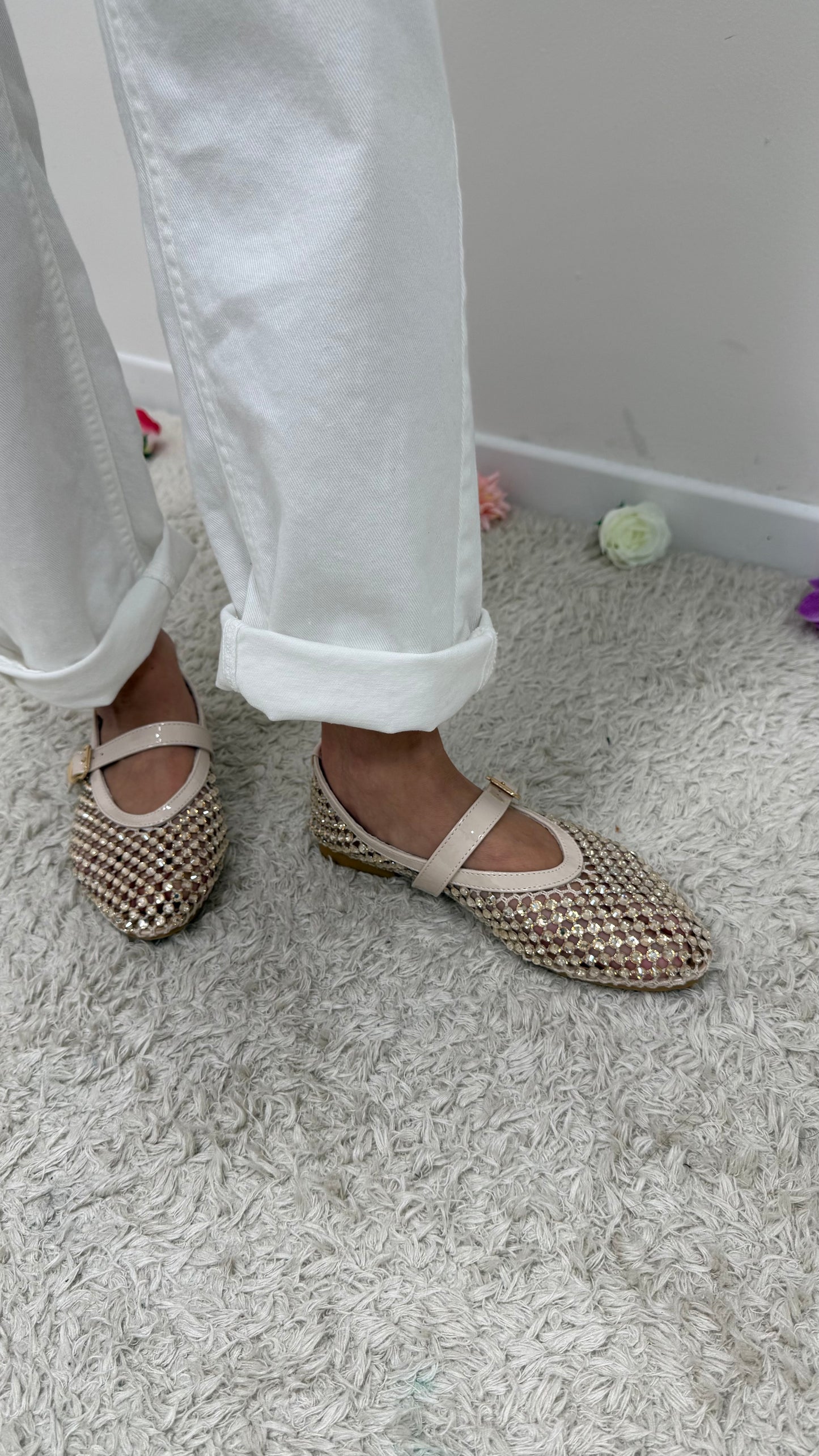 Ballerine burro con strass oro Memoire