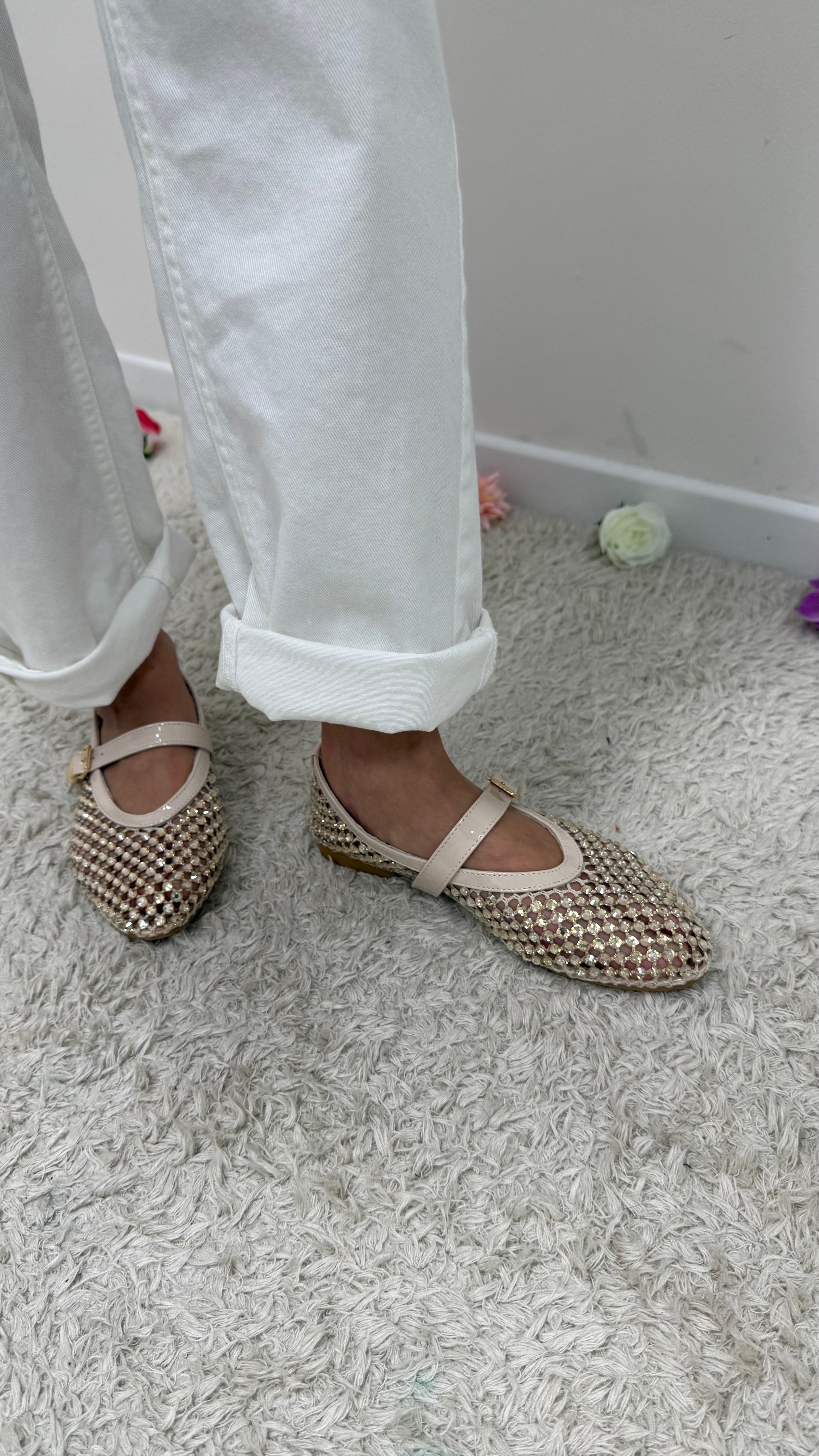 Ballerine burro con strass oro Memoire