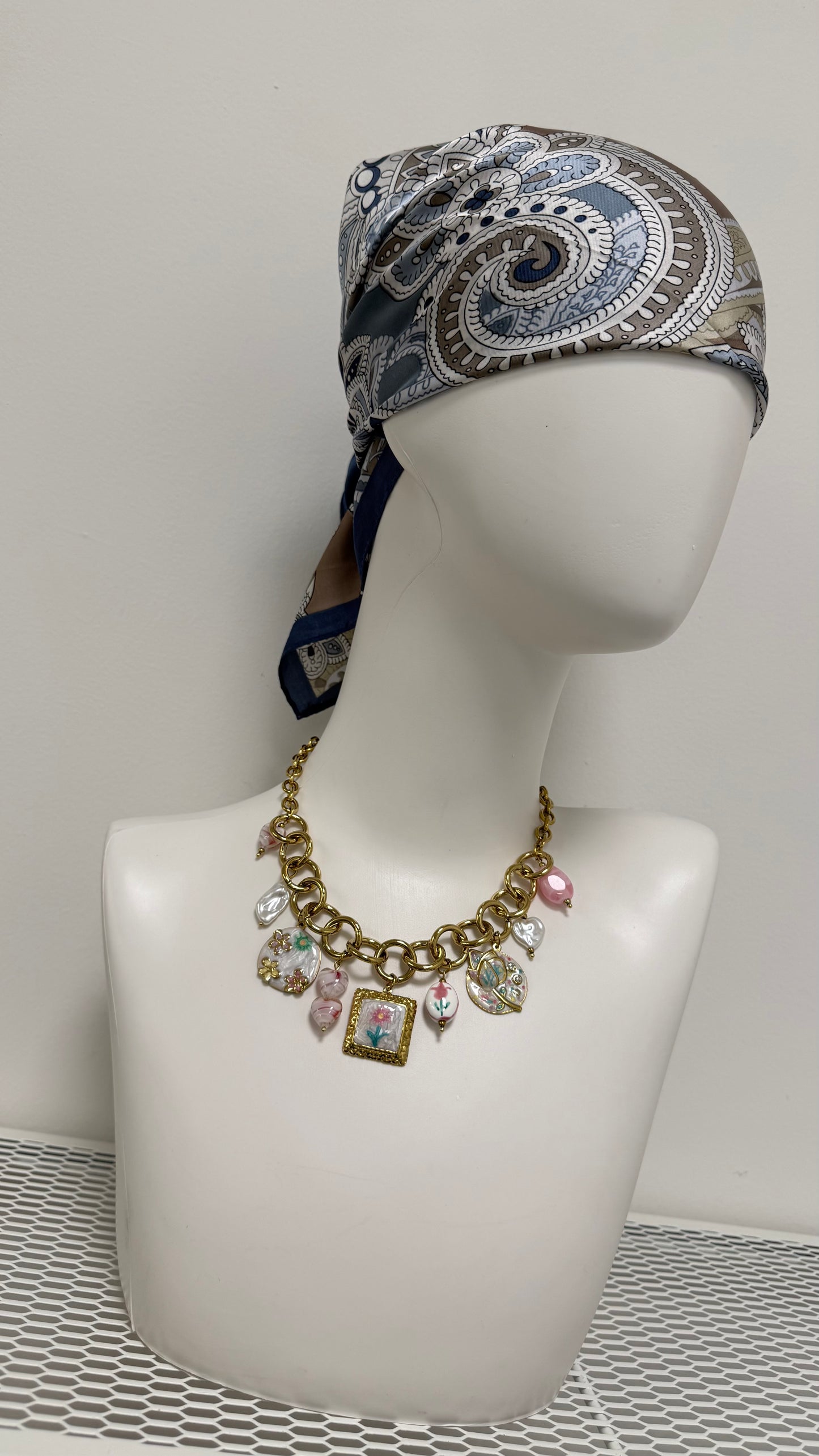 Collana charms ceramica Fiore rosa Memoire