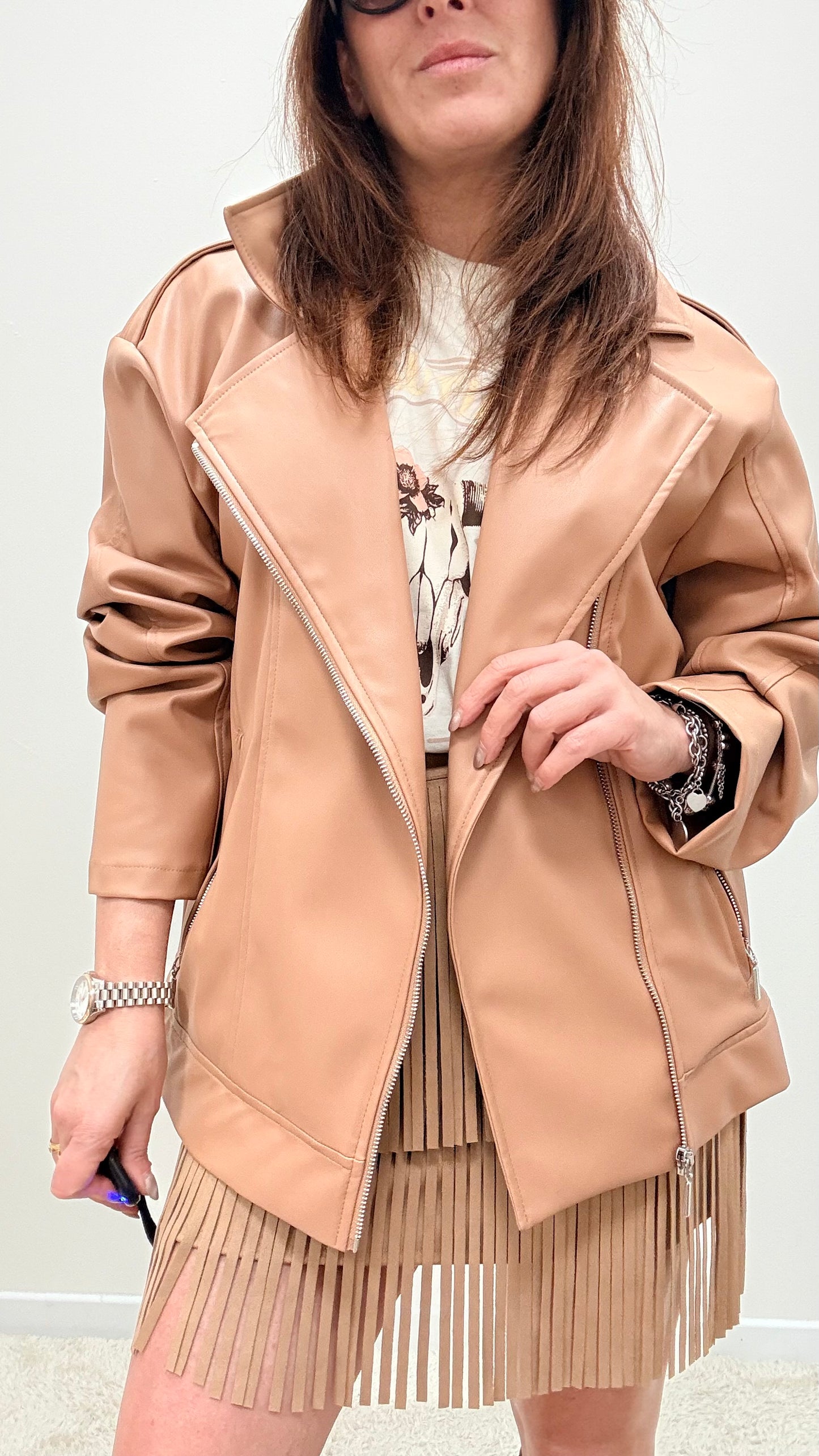 Chiodo over ecopelle blush Haveone