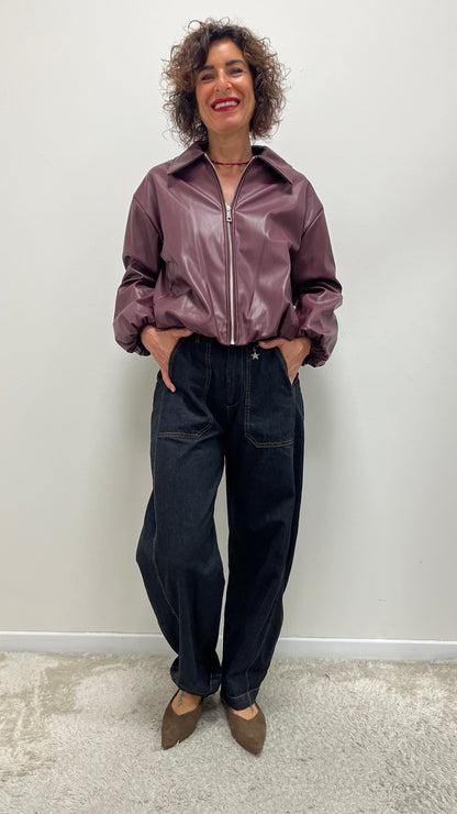 Bomber Ecopelle Extasy Bordeaux
