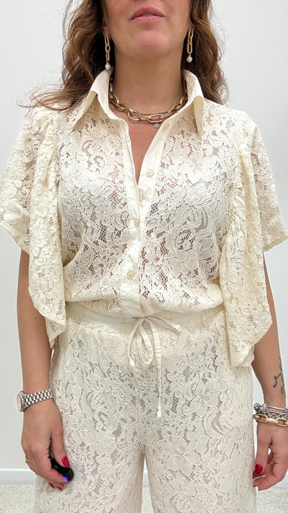 Camicia in Pizzo burro Manica farfalla Susy Mix