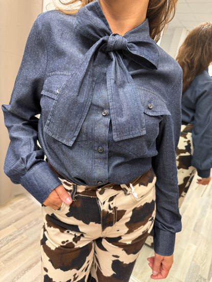 Susy Mix Camicia Chambray con Fiocco