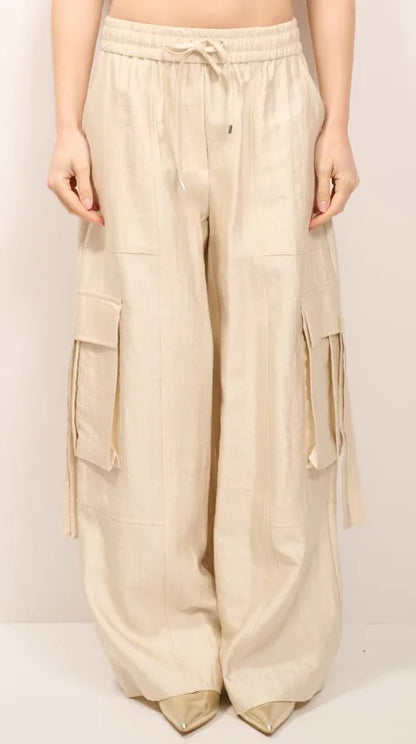 Pantalone Palazzo Cargo Tensione In Burro