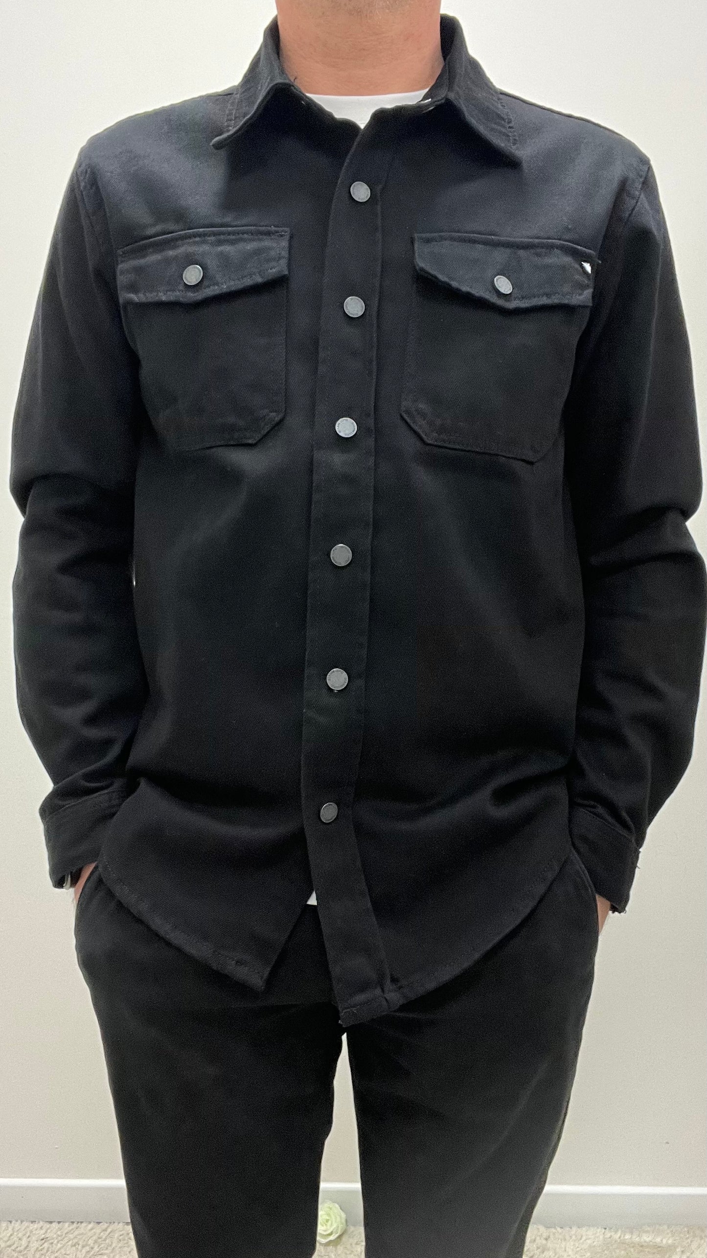 Giacca Camicia in Jeans Nera Gianni Lupo