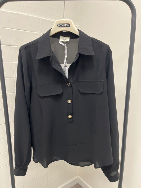 Camicia Tre Bottoni Nera Susy Mix