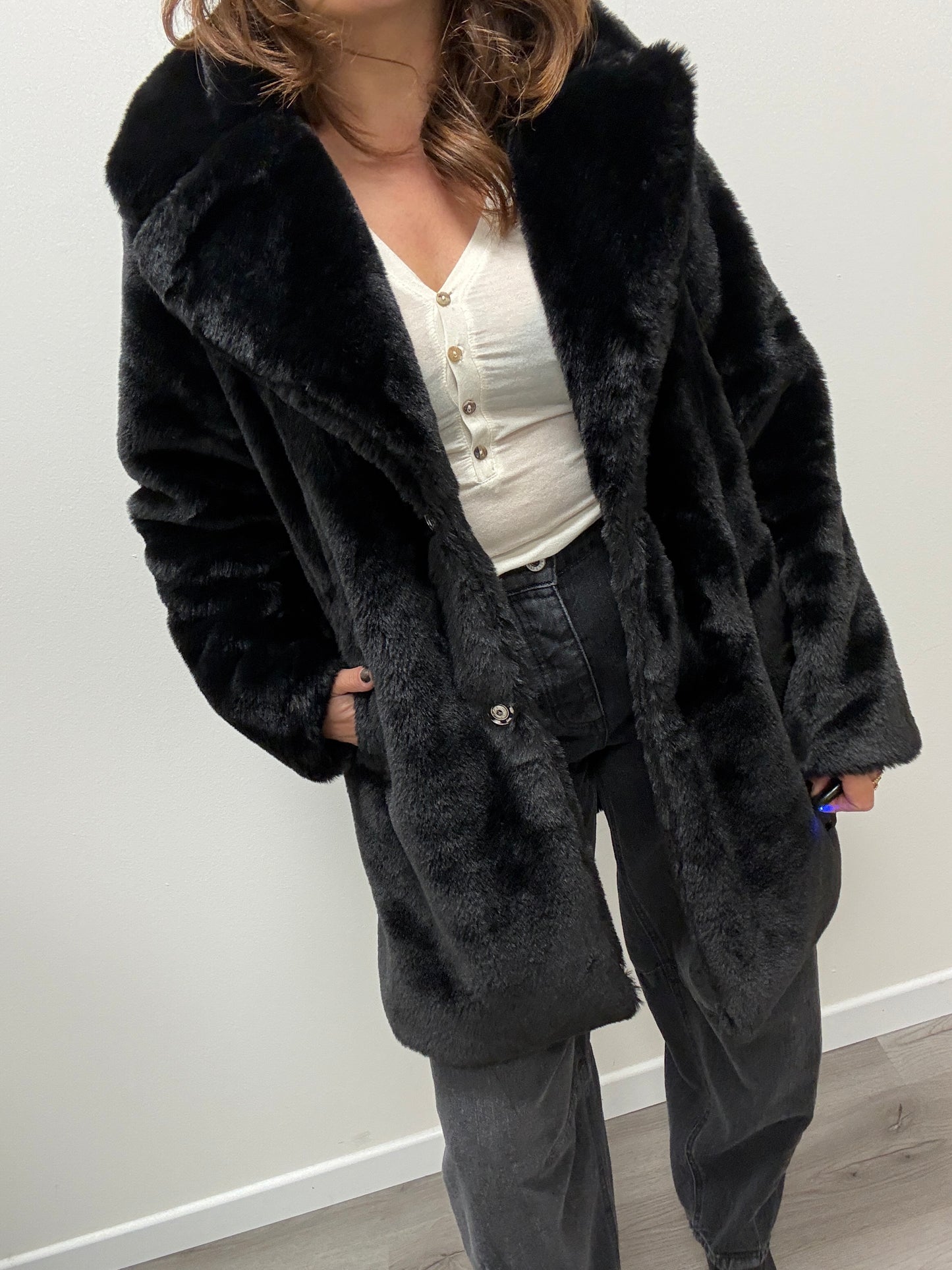 Pelliccia eco nero midi Haveone