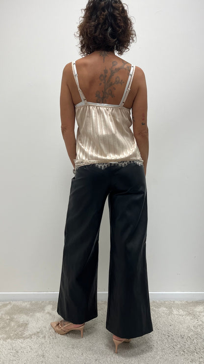 Top donna in viscosa rosa cipria con pizzo My-d