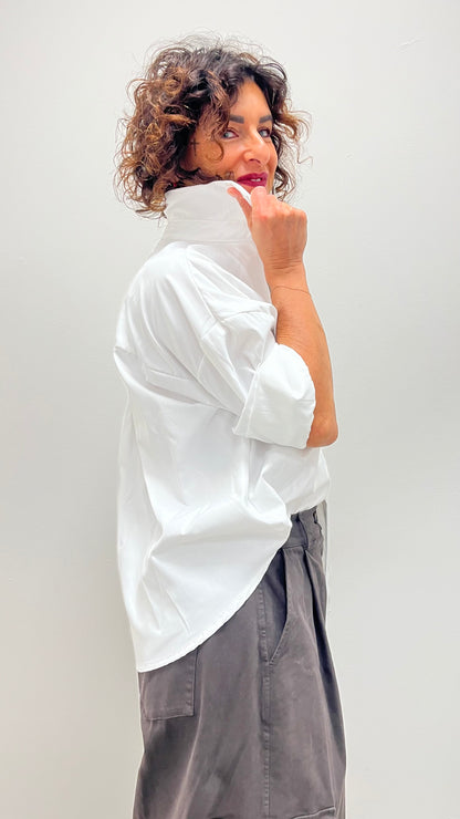 Camicia donna over in tessuto Oxford bianca My-d