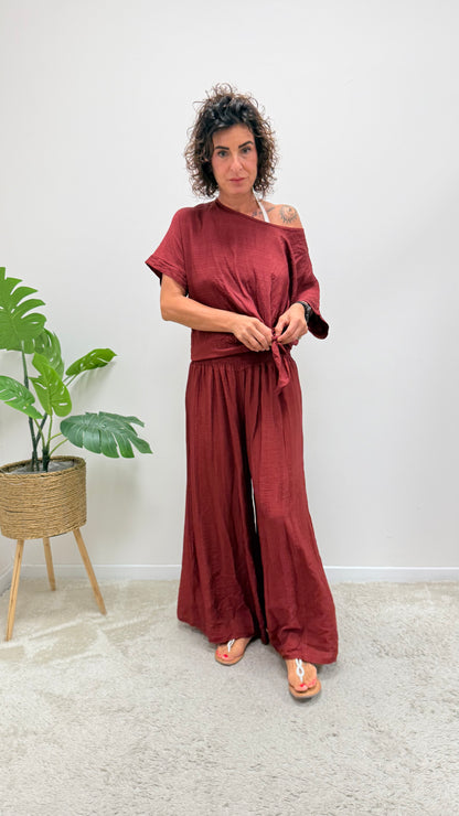 Pantaloni palazzo Extasy vino