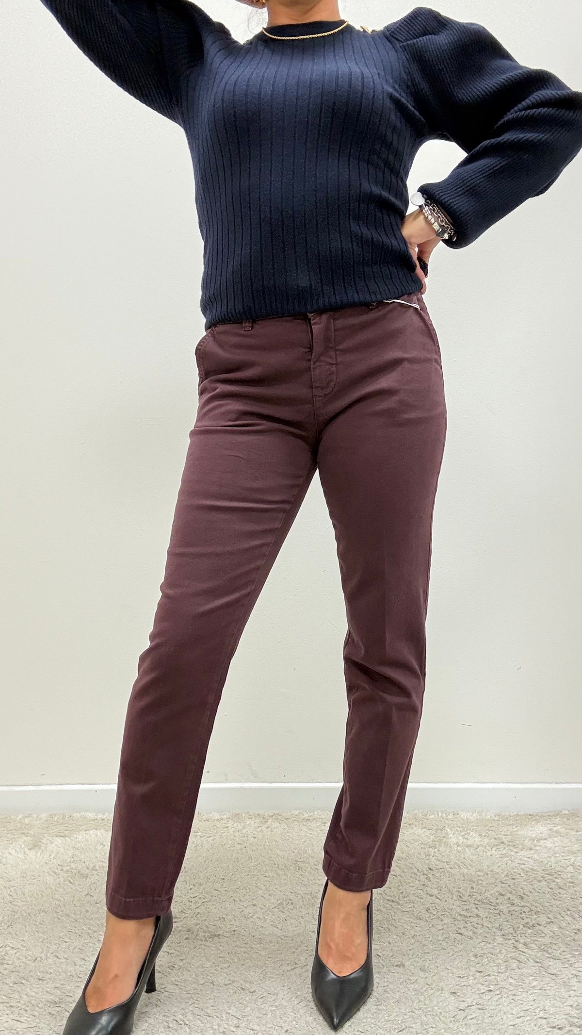 Pantalone Chino cotone bordeaux Extasy
