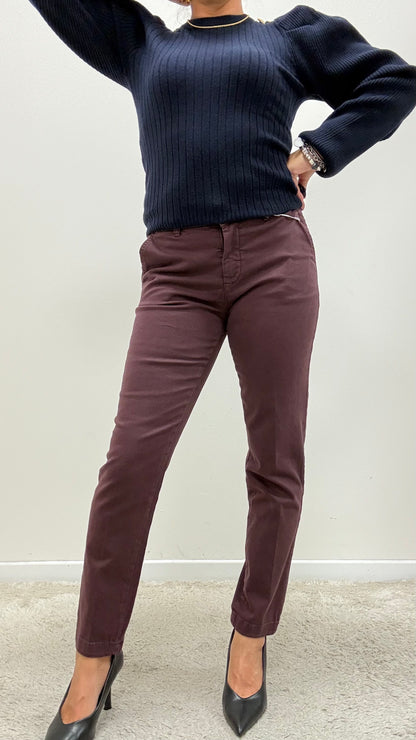 Pantalone Chino cotone bordeaux Extasy