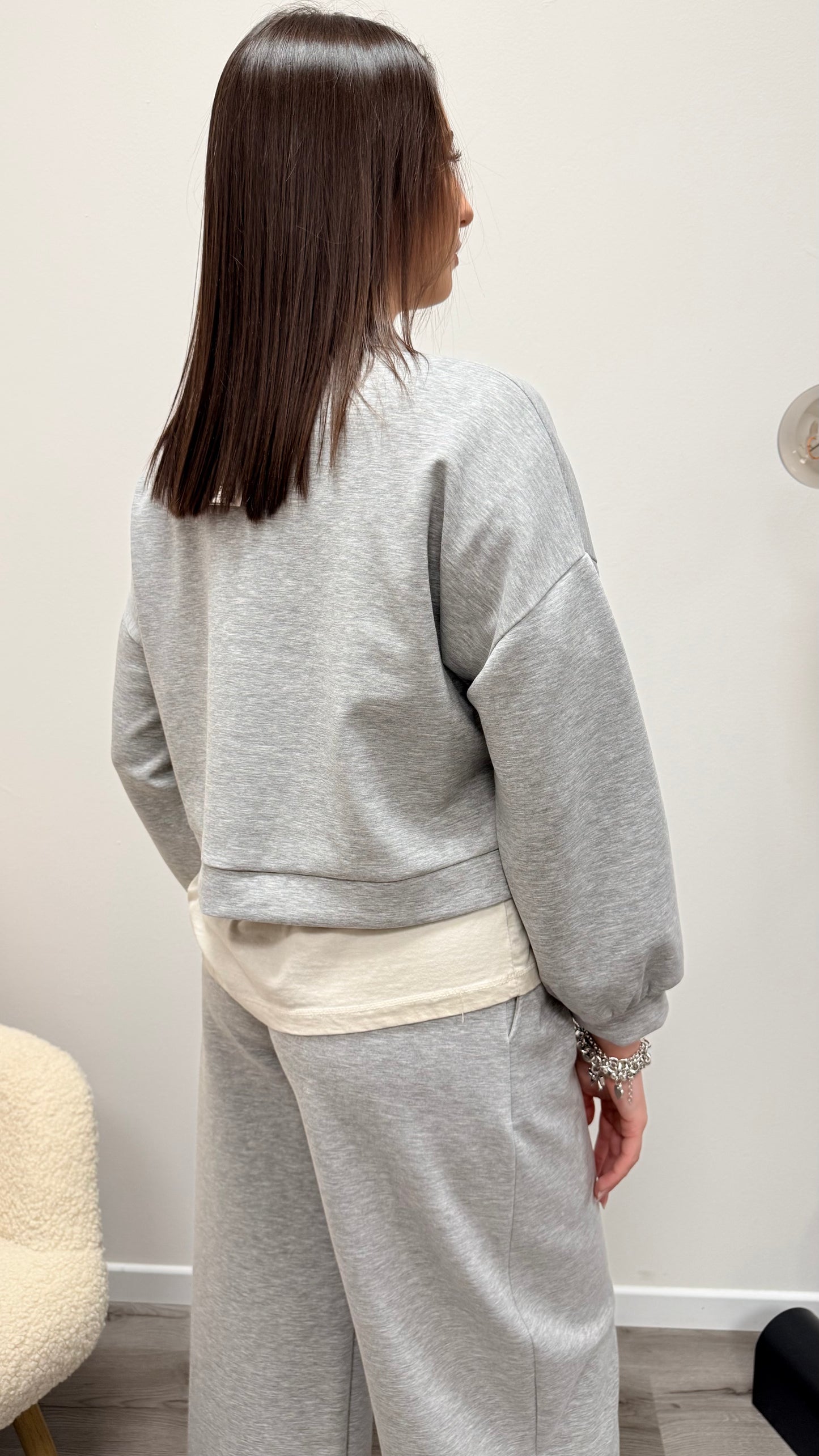 Felpa scuba polo Crop grigio Haveone