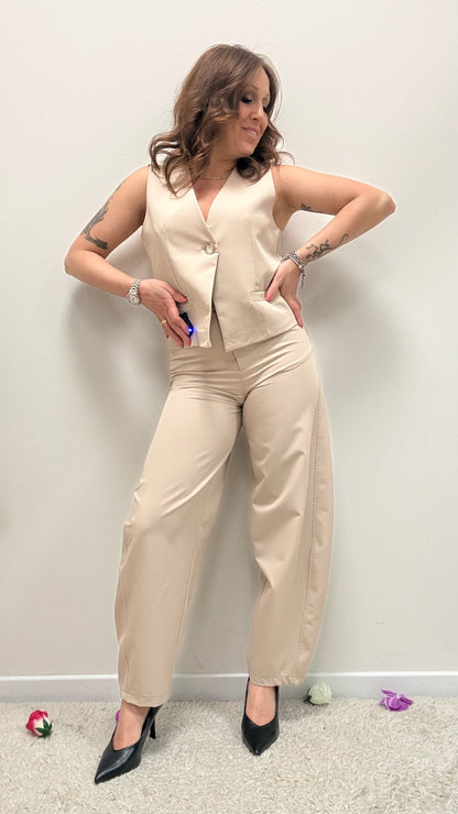 Completo gilet+pantaloni Haveone beige