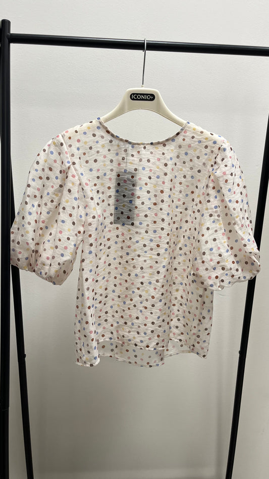 T-shirt manica sbuffo Memoire pois multicolor