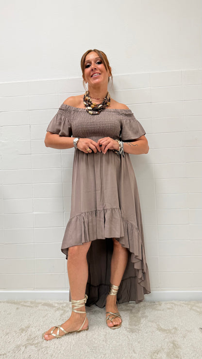 Abito shiffer con coda tortora Brend Atelier (Copia)