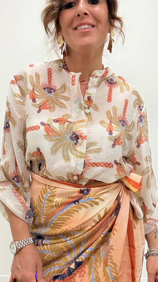 Camicia palme e pappagalli HaveOne CVS-Q495