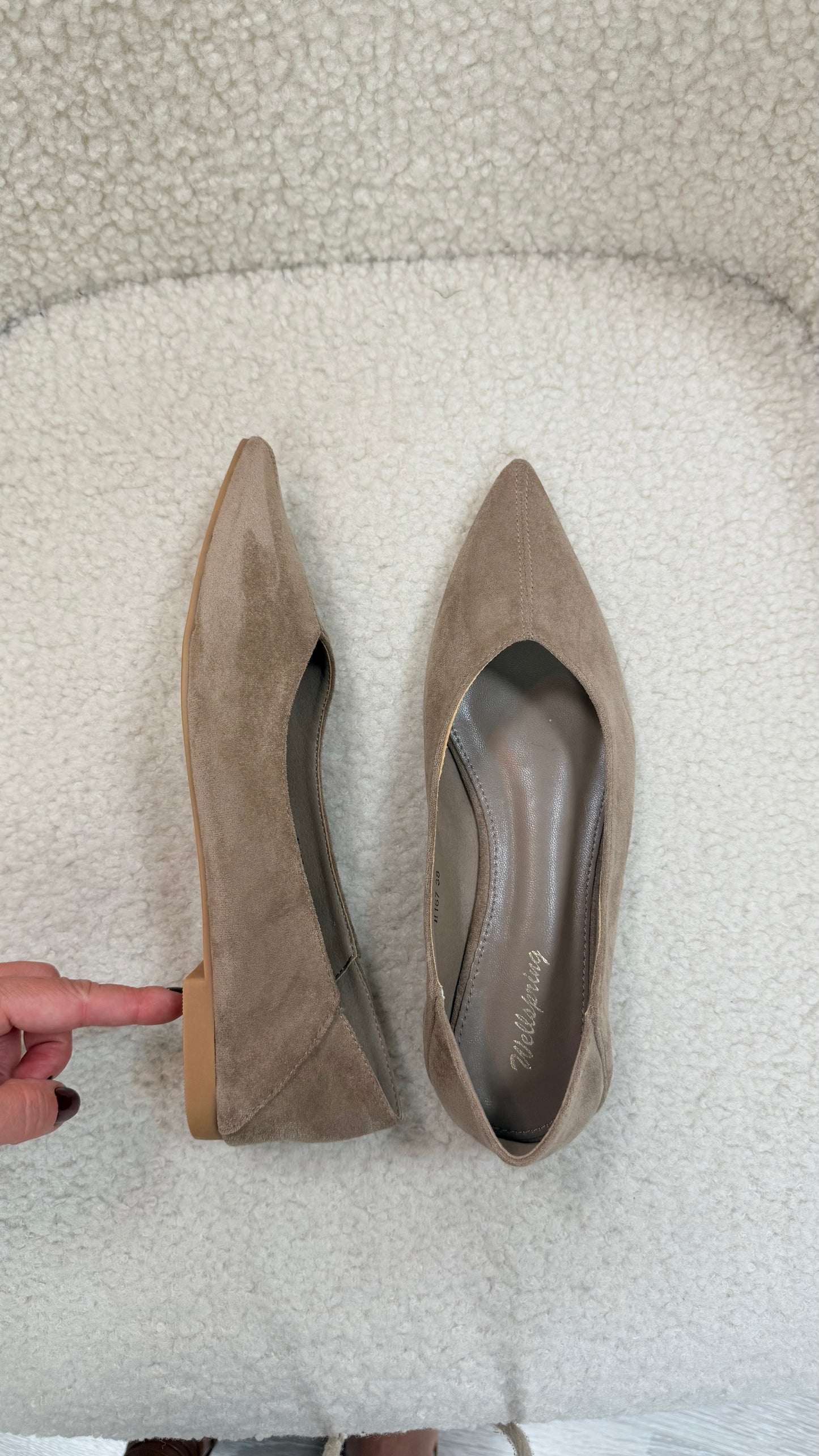 Ballerine eco camoscio taupe punta Memoire