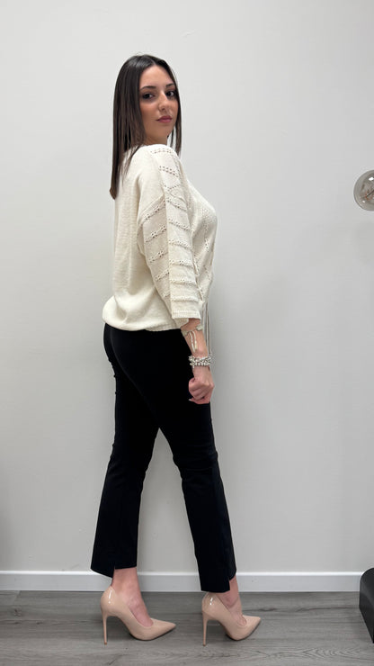 Maglia paricollo con coulisse regolabile e manica kimono Haveone