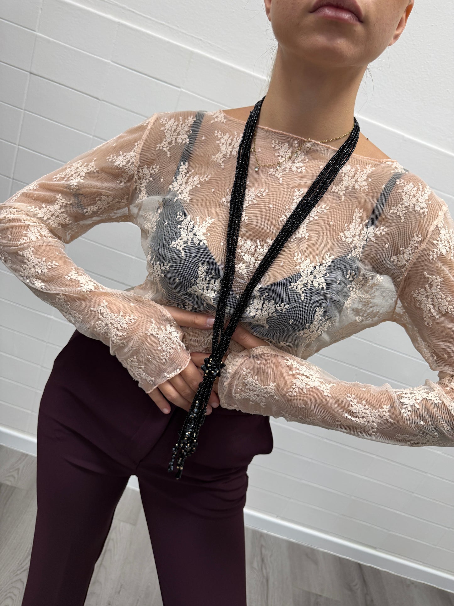 Maglia in pizzo Susy Mix Cipria