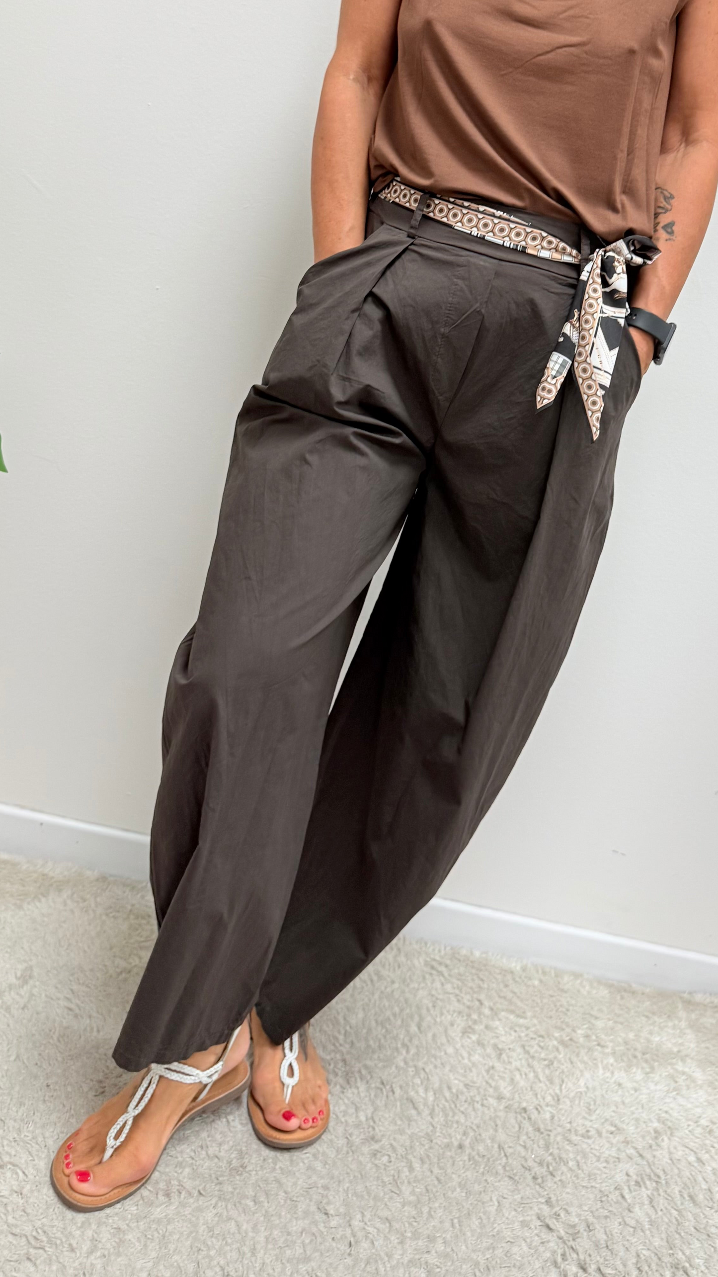 Pantalone balloon cotone Extasy moro