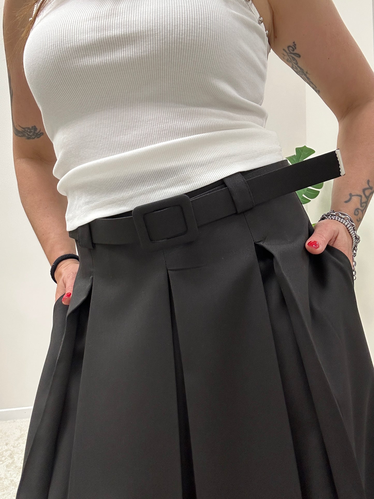 Gonna Midi a pieghe con cintura Kiki Six