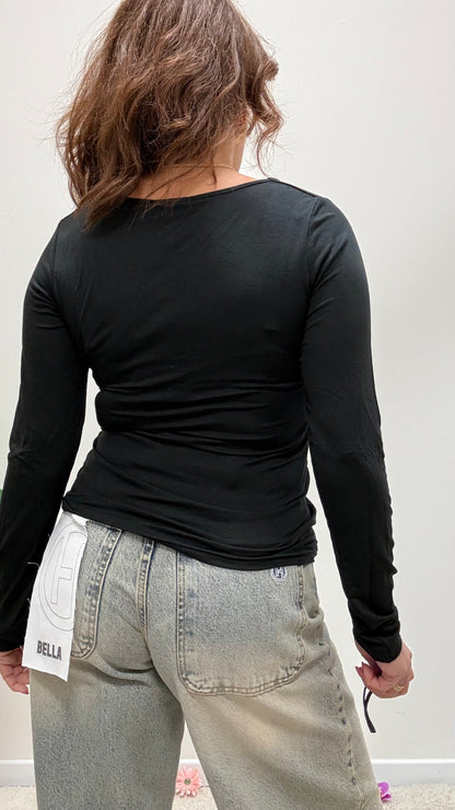Maglia basica scollo quadrato Susy Mix Nera