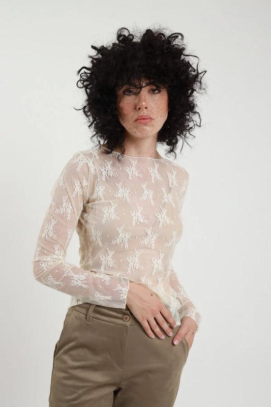 Maglia pizzo con guantino Susy Mix burro