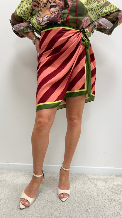 Gonna Pareo Corta jungle righe rosa e fucsia HaveOne Art.GVS-Q271