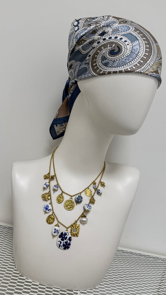 Collana charms blu ovale Memoire
