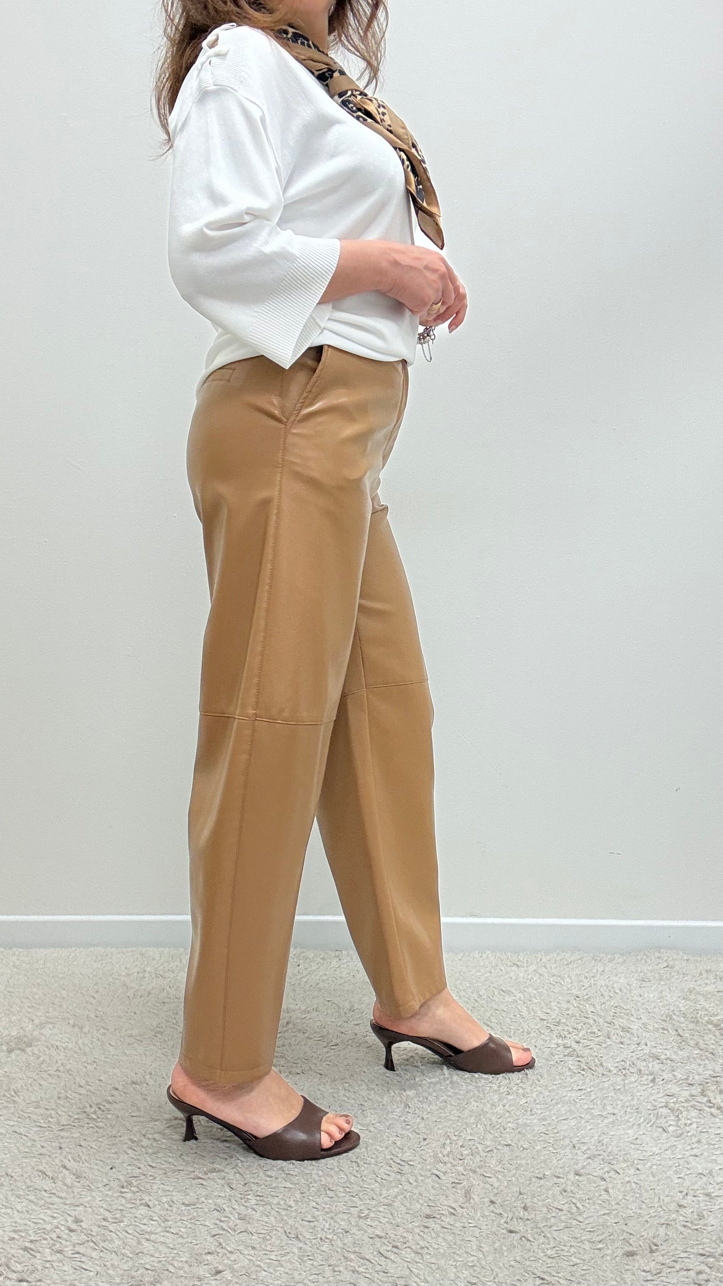 Pantaloni ovetto ecopelle cammello Imperial